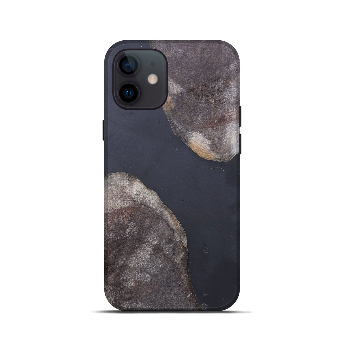 iPhone 12 mini Wood+Resin Live Edge Phone Case - Jodi (Pure Black, 682 -  Carved